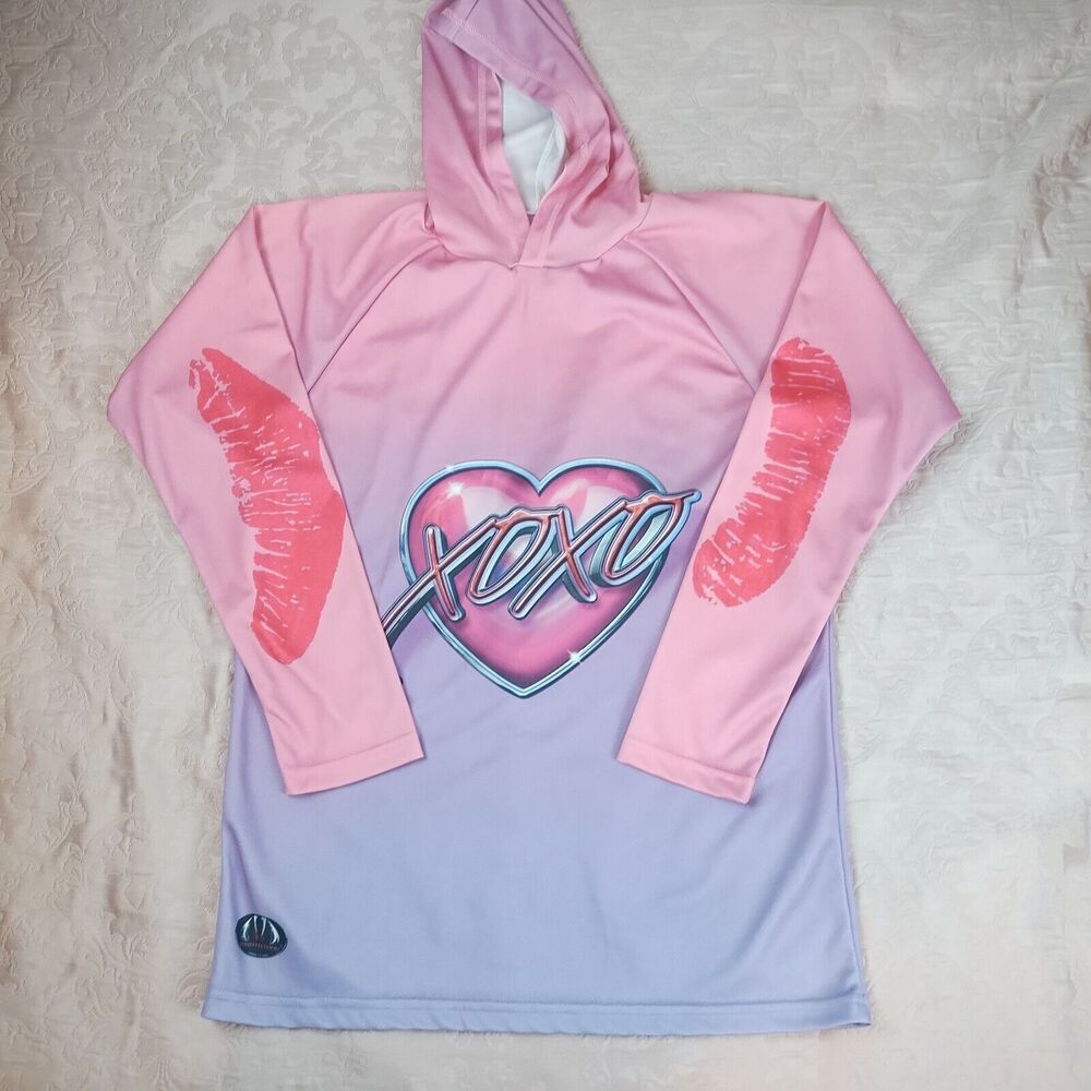 XOXO KISSY LIPS Hoodie Chomp Shirt Y2K Moisture Wicking by MOUTHMAN® Pink Size M